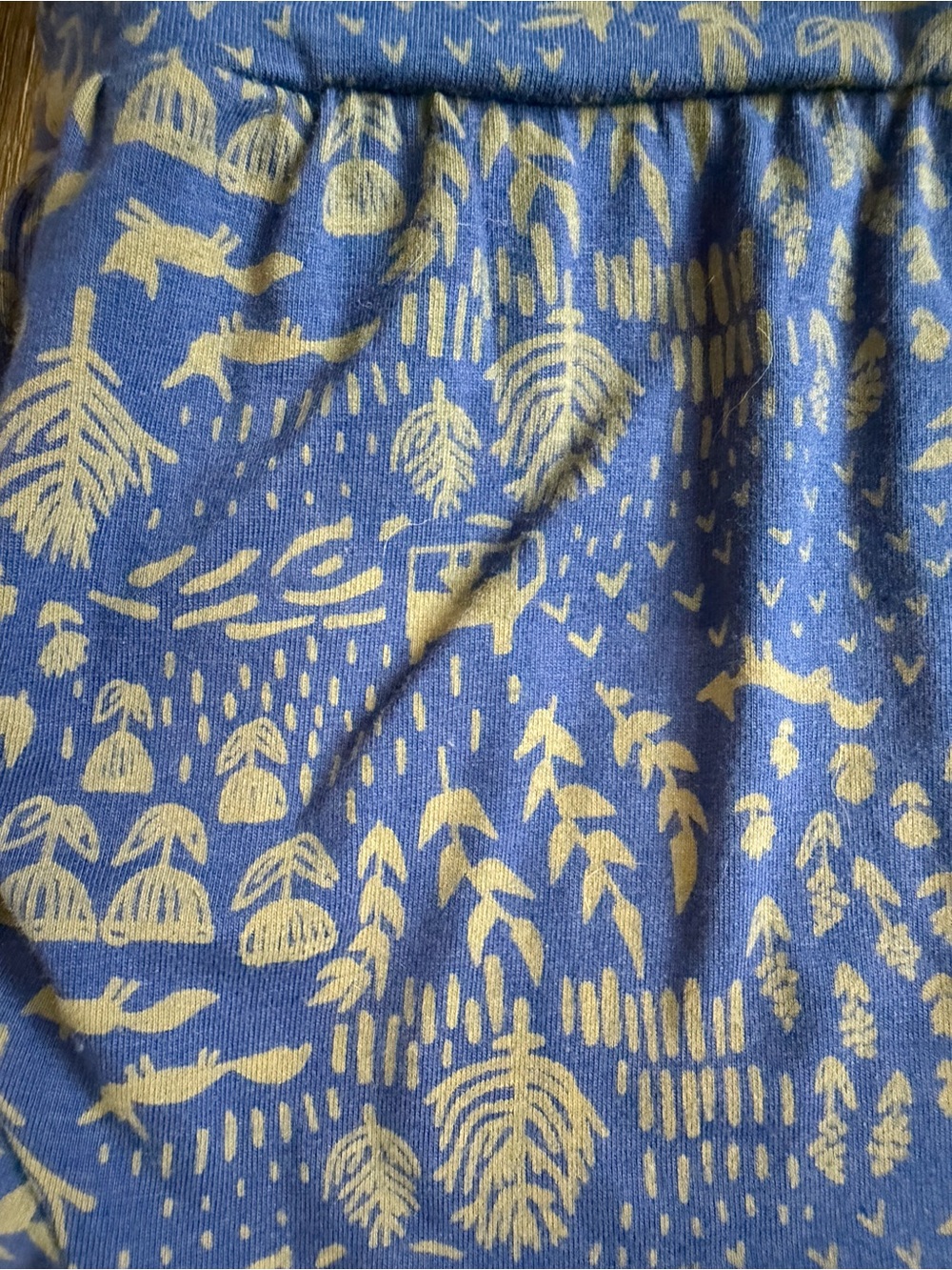 Mata Traders- Woodlands Theme Organic Cotton Blue Dress with Tan Nature Print - Picture 2 of 6